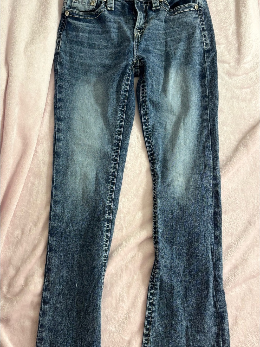 Women's Flare Jeans in Washed Blue Denim